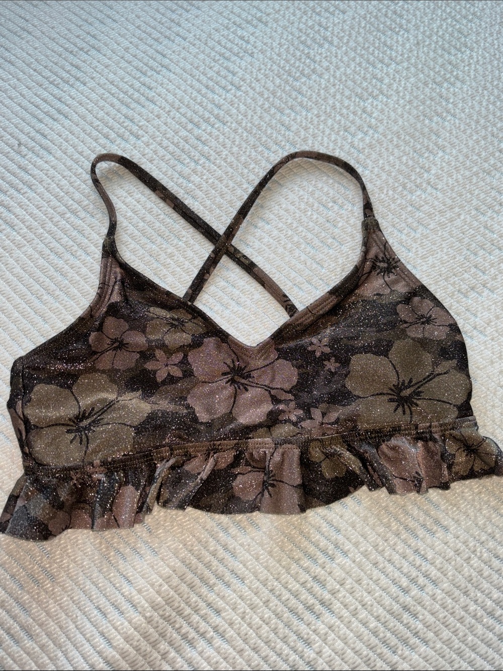 Floral sparkly top size :small